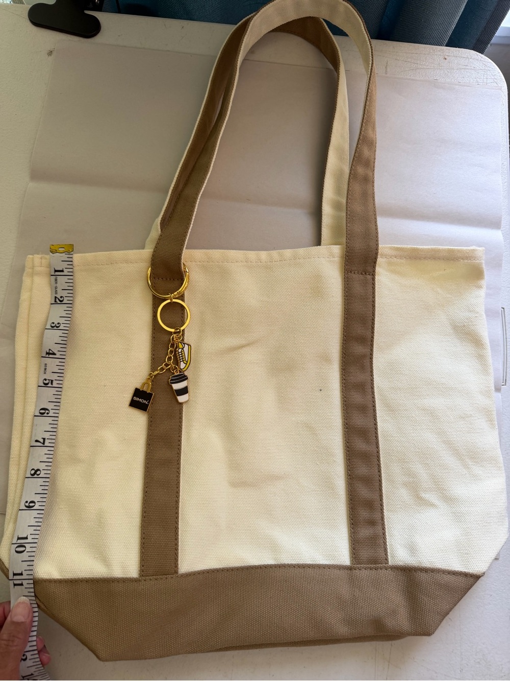 Canvas Tote Bag with Brown Trim - Unbranded